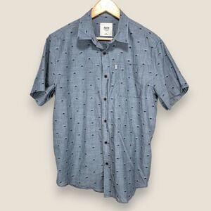 Katin Short Sleeve Button Down Shirt Men Medium Blue Gray‎ Cotton Dots Print